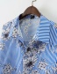 Fashion Blue Flowers Pattern Decorated Loose Shirt
