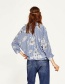 Fashion Blue Flowers Pattern Decorated Loose Shirt