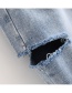 Fashion Blue Hole Shape Decorated Pure Color Jeans