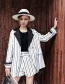 Fashion White Stripe Pattern Design Loose Coat