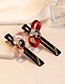 Sweet Claret Red Bowknot&diamond Decorated Hairpin