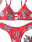 Sexy Red Flowers Pattern Decorated Bikini