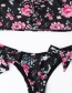 Sexy Black+pink Flower Pattern Design Low-waisted Bikini