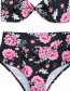 Sexy Black+pink Strapless Design Flower Pattern Bikini