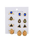 Fashion Gold Color Geometric Shape Gemstone Decorated Ring&earrings