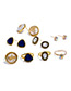 Fashion Gold Color Round Shape Gemstone Decorated Ring&earrings
