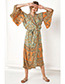 Fashion Orange Flower Pattern Decorated Kimono