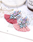 Fashion Light Pink Geometric Shape Decorated Tassel Earrings