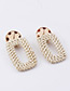 Fashion Beige Square Shape Decorated Earrings