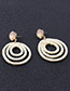 Fashion Light Yellow Round Shape Decorated Earrings