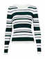 Fashion Green Stripe Pattern Decorated Sweater