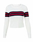 Fashion White Stripe Pattern Decorated Sweater