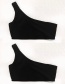 Sexy Black Pure Color Decorated Swimwear(2pcs)
