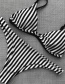 Sexy Black+white Stripe Pattern Decorated Swimwear(2pcs)