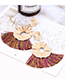 Fashion Khaki Round Shape Decorated Tassel Earrings