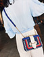 Fashion Blue+white Rivet Decorated Bag