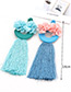 Fashion Light Blue Flower Shape Decorated Tassel Earrings