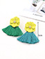 Fashion Yellow+green Flower Shape Decorated Tassel Earrings