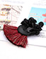 Fashion Black+khaki Flower Shape Decorated Tassel Earrings