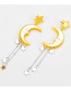 Fashion Yellow Moon Shape Decorated Tassel Earrings