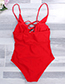 Sexy Red Pure Color Decorated One-piece Swimwear