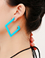 Fashion Blue Pure Color Decorated Earrings