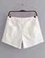 Fashion White Pure Color Decorated Pants