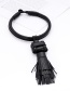 Fashion Black Tassel Decorated Pure Color Necklace