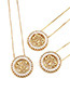 Fashion Golden Round Pendant Copper Plated Horse Eye Cubic Zirconia Necklace