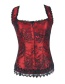 Vintage Red Flower Pattern Decorated Corset