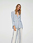Fashion Blue+white Stripe Pattern Decorated Coat