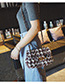 Fashion Coffee Grid Pattern Decorated Shoulder Bag