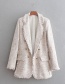 Fashion Beige Grids Pattern Decorated Coat