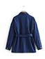 Fashion Blue Pure Color Decorated Coat