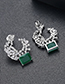 Fashion Silver Color+green Moon Shape Decorated Earrings