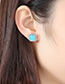 Fashion Silver Color+blue Square Shape Decorated Earrings