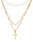 Vintage Gold Color Cross Shape Pendant Decorated Necklace