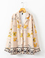 Fashion Beige+yellow Flowers Pattern Decorated Simple Coat