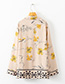Fashion Beige+yellow Flowers Pattern Decorated Simple Coat