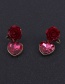 Fashion Claret Red Flowers Decorated Heart Shape Earrings