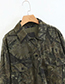 Trendy Olive Camouflage Pattern Decorated Blouse