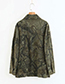 Trendy Olive Camouflage Pattern Decorated Blouse