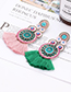 Fashion Green+plum Red Circular Ring Decorated Tassel Earrings