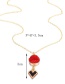 Vintage Gold Color+red Heart Shape Pendant Decorated Necklace