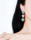 Vintage Blue Heart Shape Design Long Earrings