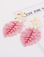 Fashion Pink Leaf Shape Decorated Earrings