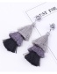 Fashion Gray+black Tassel Decorated Earrings