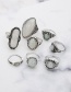 Fashion Silver Color Oval Shape Decorated Rings(8pcs)