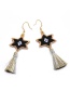 Fashion Black Star Shape Decorated Tassel Earrings