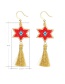 Fashion Red Star Shape Decorated Tassel Earrings